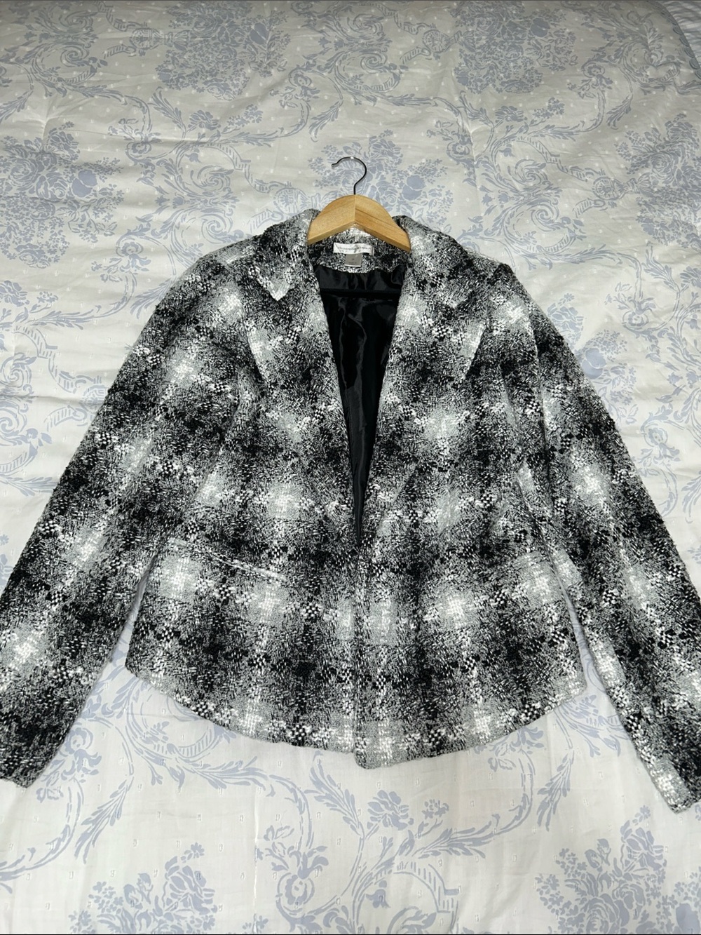 Christopher & Banks Black and White Plaid Blazer